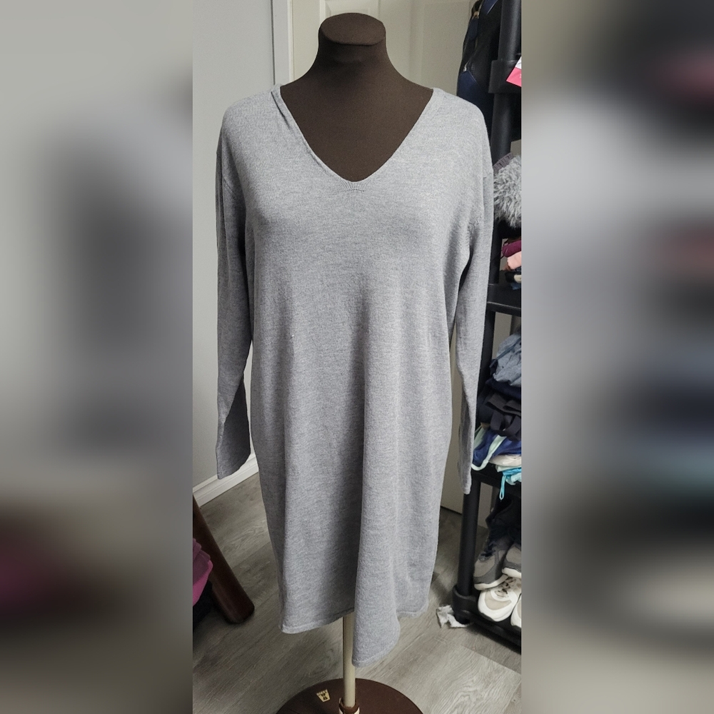 Large Halston Gray Sweater Dress
